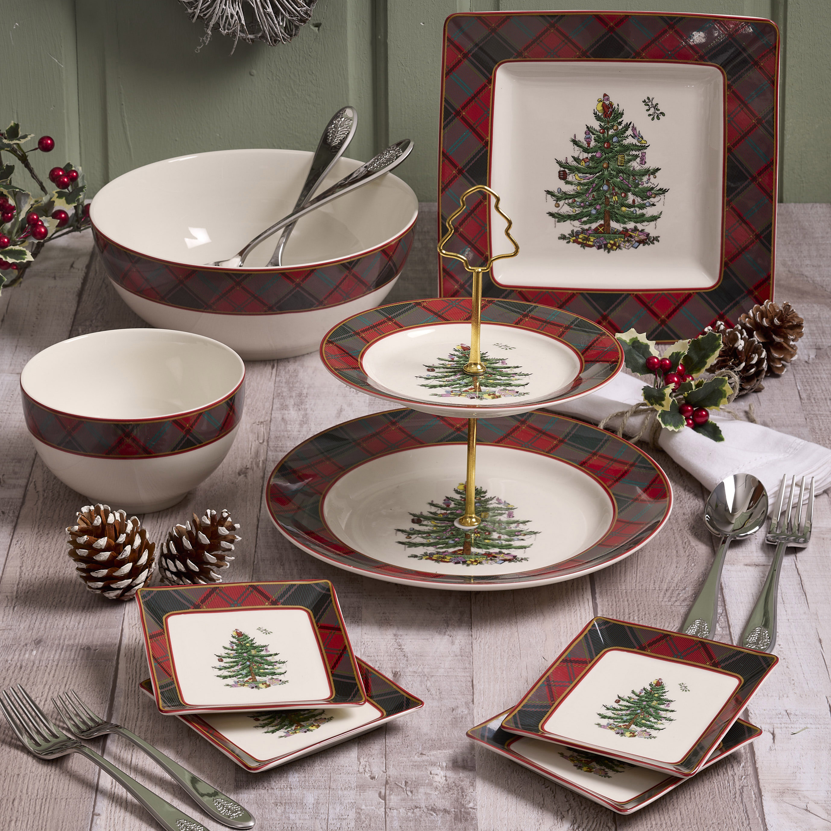 Christmas Tree Tartan  Rice Bowl image number null